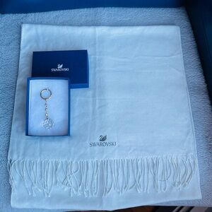 Swarovski scarf w/ crystal embellishments fringe trim & crystal ball key chain